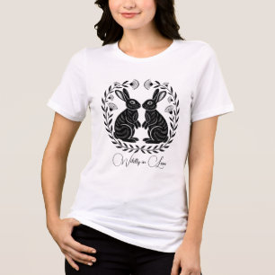 Wildly in Love   Linocut Rabbits Romantic Tri-Blend Shirt