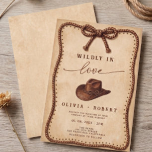 Wildly In Love Western Cowboy Hat Rustic Wedding Invitation