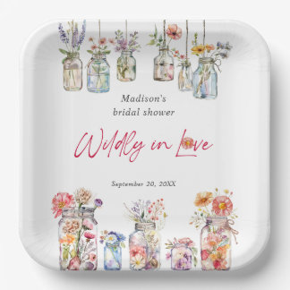 Wildly In Love Wildflower Watercolor Bridal Shower Paper Plate