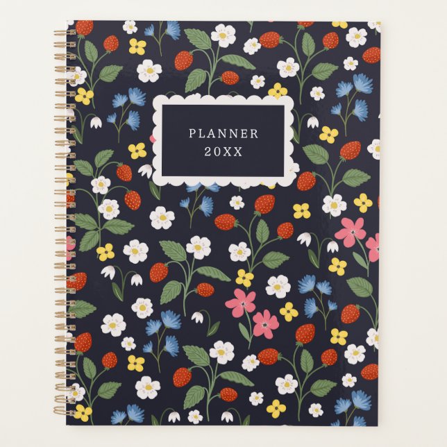 Wildstrawberry patterned custom planner (Front)