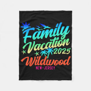Wildwood Beach New Jersey Family Vacation Matching Fleece Blanket