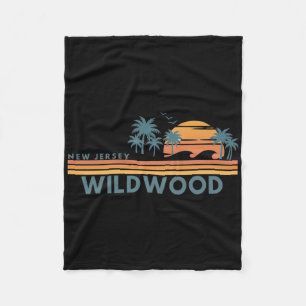 Wildwood Beach New Jersey Summer Vacation Vintage Fleece Blanket