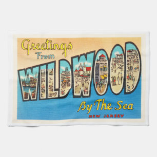 Wildwood by the Sea New Jersey NJ Vintage Postcard Tea Towel