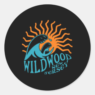 Wildwood New Jersey Beach Front And Back  Classic Round Sticker