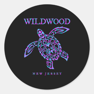 Wildwood New Jersey Sea Turtle Beach Vacation Men Classic Round Sticker