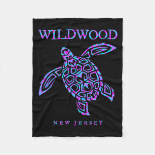 Wildwood New Jersey Sea Turtle Beach Vacation Men Fleece Blanket