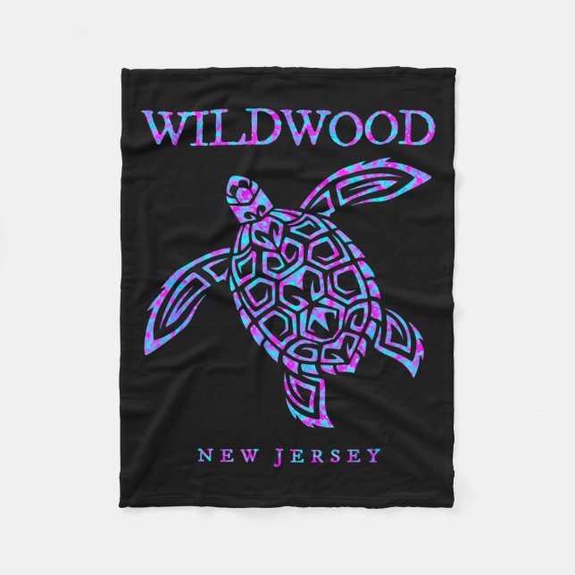 Wildwood New Jersey Sea Turtle Beach Vacation Men  Fleece Blanket (Front)