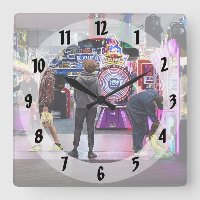 Wildwood NJ Boardwalk Arcade Square Wall Clock (Front)
