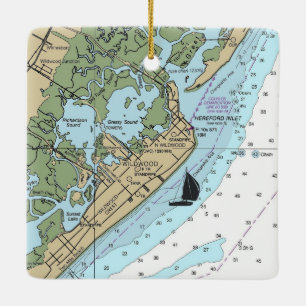 Wildwood NJ Chart Ceramic Ornament