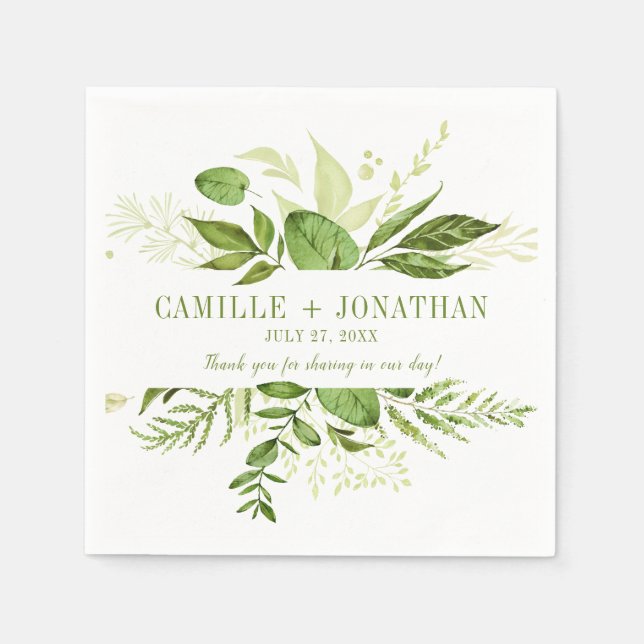 Wildwoods Botanical Rustic Greenery Reception Napkin (Front)
