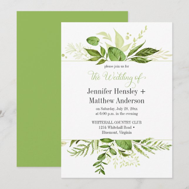 Wildwoods Greenery Framed Wedding Invitations (Front/Back)