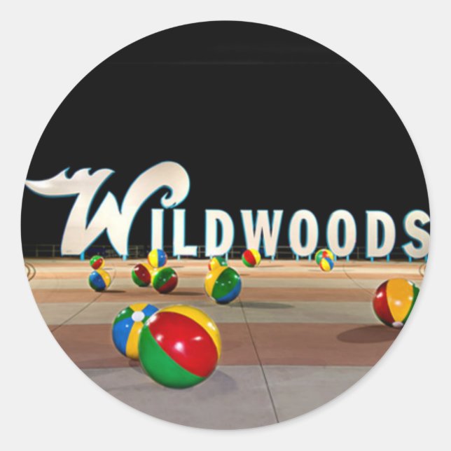 Wildwoods Sign in Wildwood New Jersey Classic Round Sticker (Front)