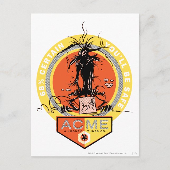 WILE E. COYOTE™ Acme - 68% Certain You'll Be Safe Postcard (Front)