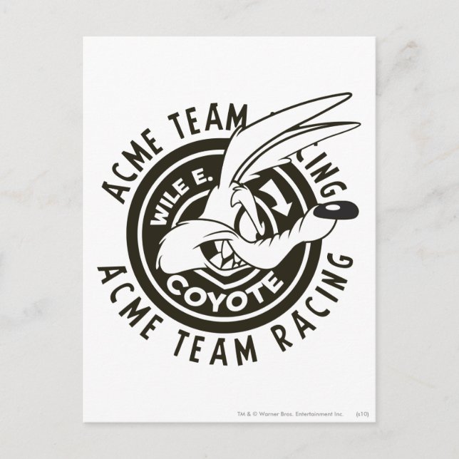 WILE E. COYOTE™ Acme Team Racing B/W Postcard (Front)
