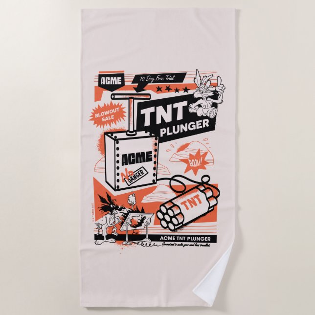 WILE E. COYOTE™ | ACME TNT Dynamite Plunger Beach Towel (Front)