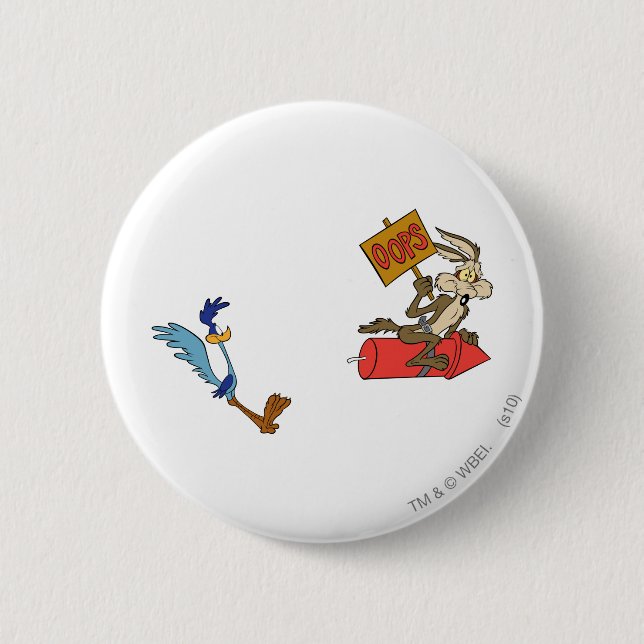 WILE E. COYOTE™ and ROAD RUNNER™ ACME Rocket 6 Cm Round Badge (Front)