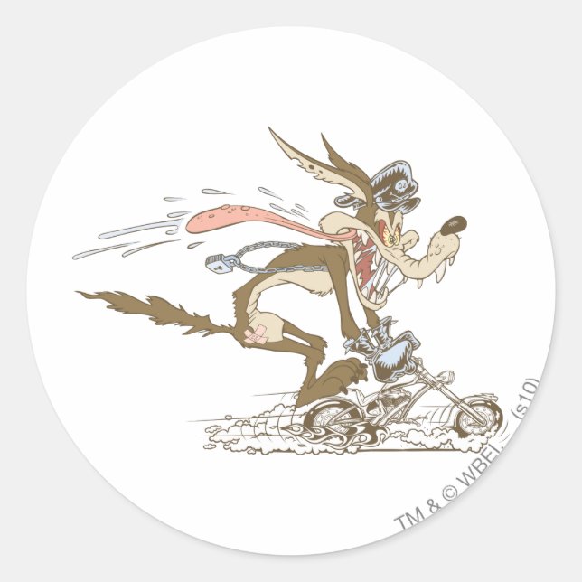 WILE E. COYOTE™ Cycle Racer Classic Round Sticker (Front)