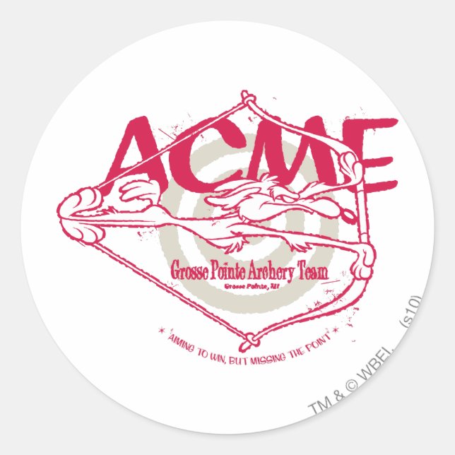 WILE E. COYOTE™ Grosse Pointe Archery Team Classic Round Sticker (Front)