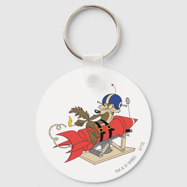 Wile E. Coyote Launching Red Rocket Key Ring (Front)