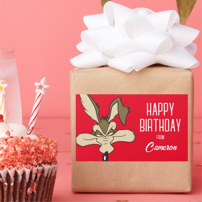 WILE E. COYOTE™ Pleased Head Shot | Happy Birthday Rectangular Sticker (Party)