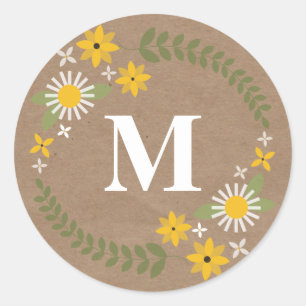 Wilflower Monogram Brown Paper Inspired Sticker
