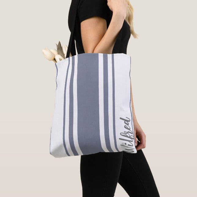 Wilfred Minimalist Stripes Monogram Tote Bag (Close Up)