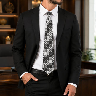 Wilfrid | Black & White Modern Grid Necktie
