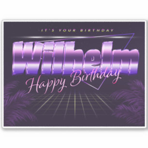 Wilhelm Name Vorname lila retro Sticker Geburtstag