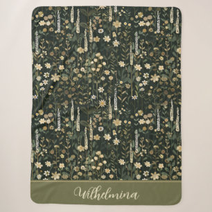 Wilhelmina Dark Daisy Floral Sherpa Blanket