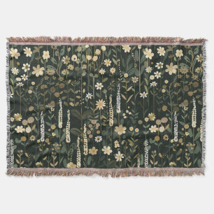 Wilhelmina Dark Daisy Floral Throw Blanket