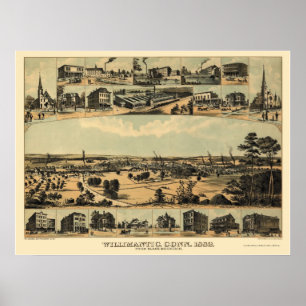 Wilimantic, CT Panoramic Map - 1882 Poster