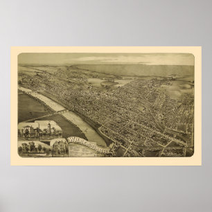 Wilkes-Barre, PA Panoramic Map - 1889 Poster