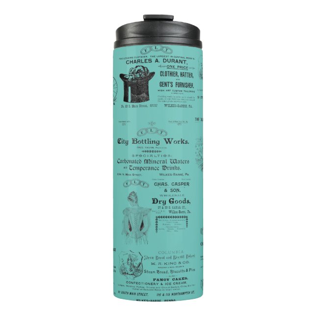 Wilkes-Barre Pennsylvania 1890's advertising  Thermal Tumbler (Front)