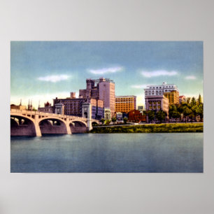 Wilkes Barre Pennsylvania Skyline Susquehanna Rive Poster