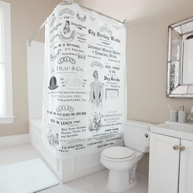 WILKES-BARRE PENNSYLVANIA VINTAGE ADVERTISING 1890 SHOWER CURTAIN (In Situ)