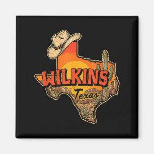 Wilkins Texas Vintage Cowboy Hat Desert Cactus Sun Magnet
