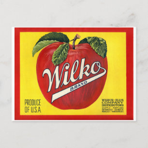 Wilko Brand Apples Vintage Label Postcard