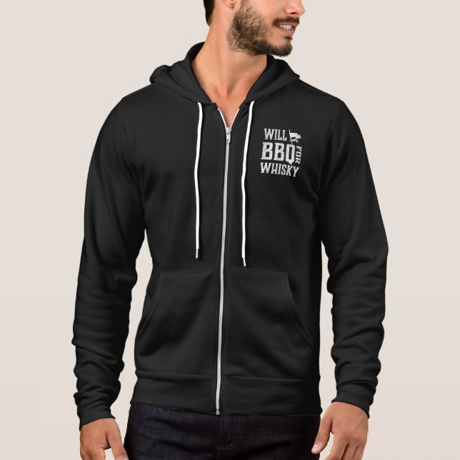 Will BBQ for Whisky – Funny Offset Grillmaster Hoodie (Front)