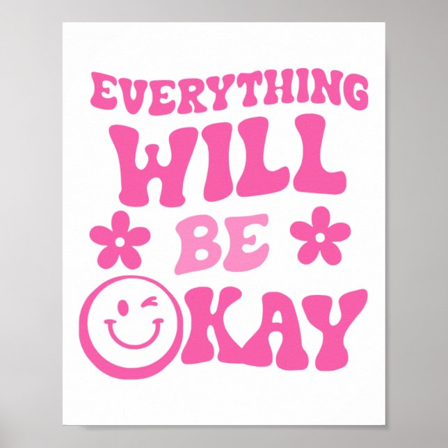 Will Be Ok Retro Groovy Mental Health Awareness  Poster (Front)