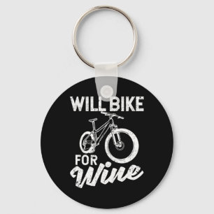 Will Bike For Wine Funny Cycling Lovers Bicycle Bi Key Ring