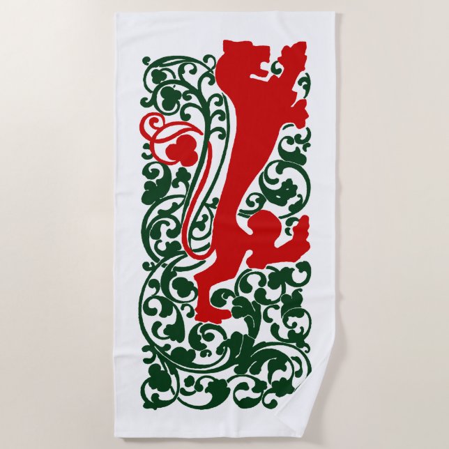 Will Bradley Heraldic Lion Beach Towel (Front)