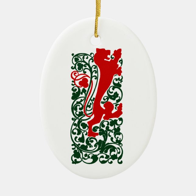 Will Bradley Heraldic Lion Ceramic Tree Decoration (Front)