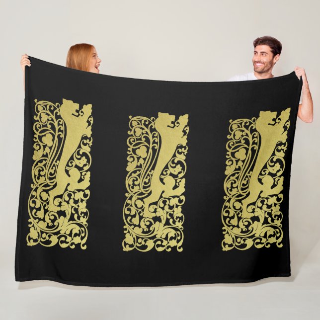 Will Bradley Heraldic Lion Fleece Blanket (In Situ)
