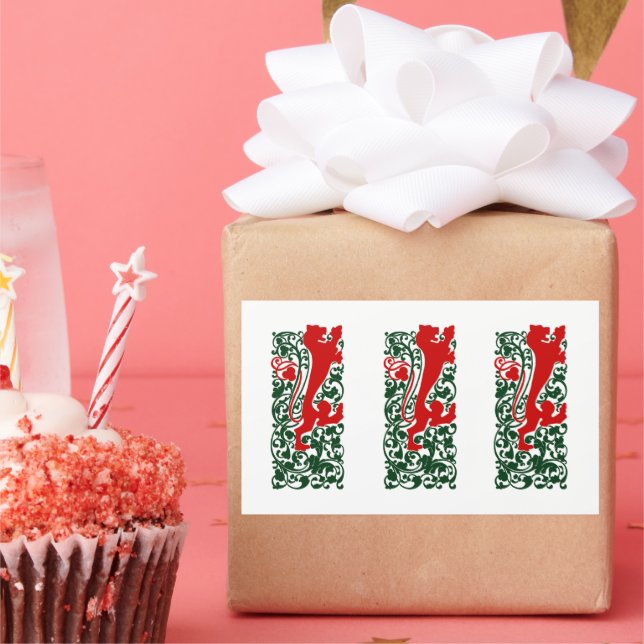 Will Bradley Heraldic Lion Rectangular Sticker (Party)