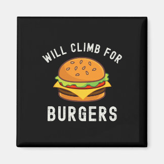 Will Climb For Burgers Funny Rock Climbing Outdoor Magnet