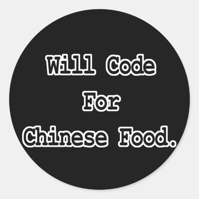 will code for chinese food classic round sticker (Front)