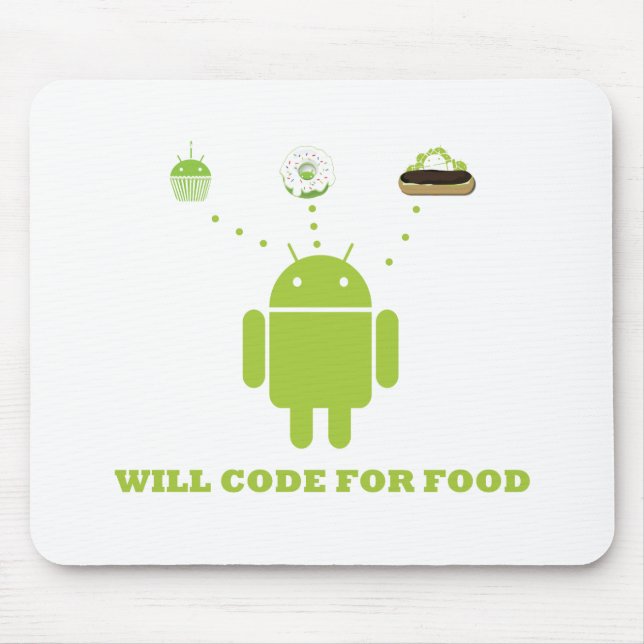 Will Code For Food (Android Software Developer) Mouse Mat (Front)