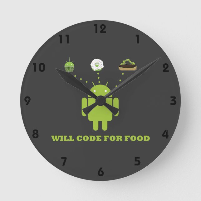 Will Code For Food (Android Software Developer) Round Clock (Front)