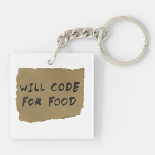 Will Code For Food Key Ring