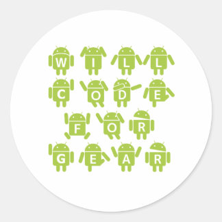 Will Code For Gear (Bugdroid Software Developer) Classic Round Sticker